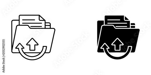 File upload icon with arrow and folder vector illustration transfer document