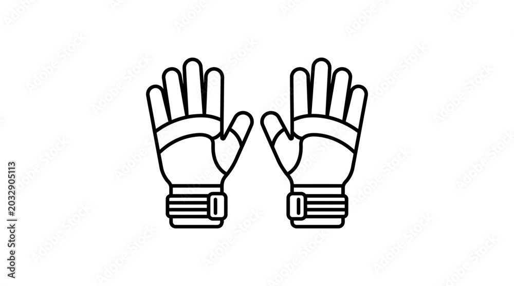 Fototapeta premium A pair of black and white line art goalkeeper gloves.