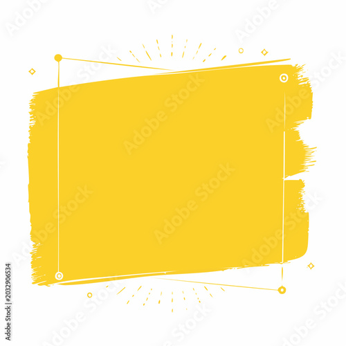 Yellow Brush Stroke Banner with Geometric Accents