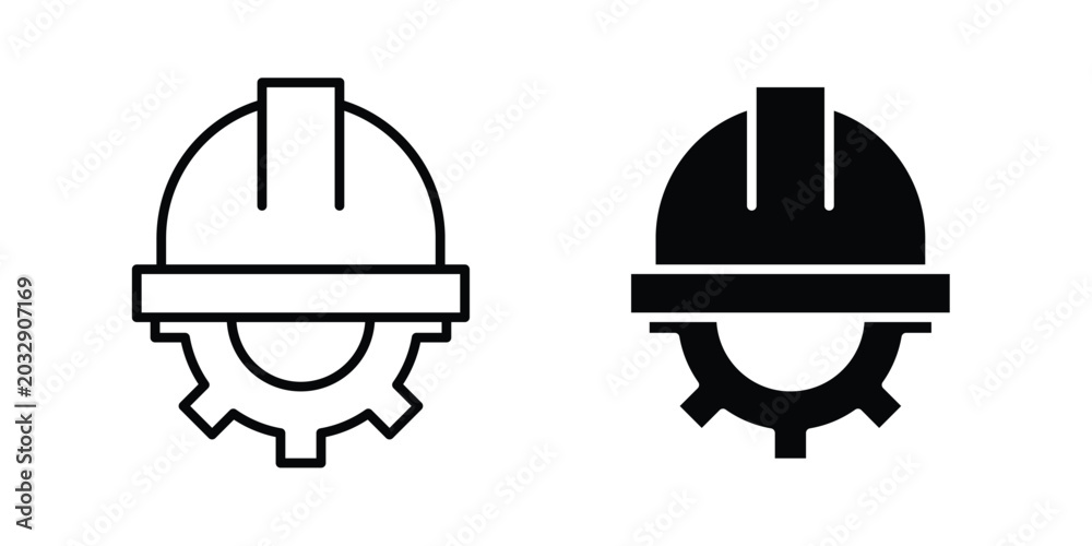 Fototapeta premium Construction worker icon symbol set in black and white. EPS10