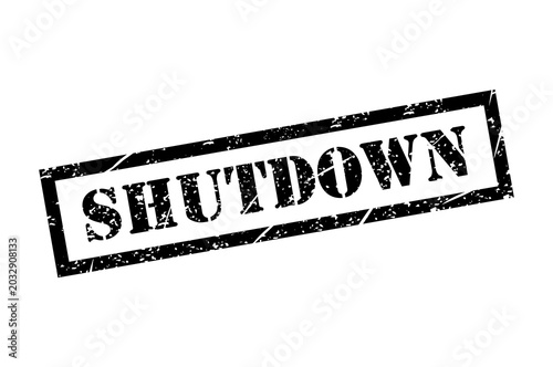 Fényképezés Shutdown stamp symbol, label sticker sign button, text banner vector illustration