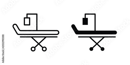 Bild auf Leinwand Hospital bed icon symbol set in black and white. EPS10