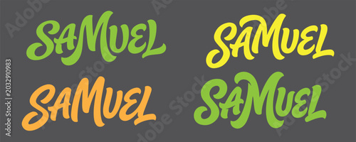 Foto Four different styles of the name samuel in a funky handwritten font with typogr