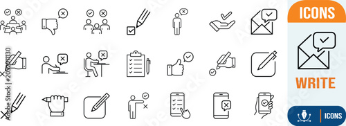 Vászonkép Approval and disapproval line icons