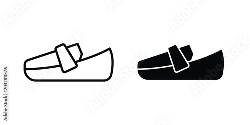Photos Loafer icon symbol set in black and white. EPS10