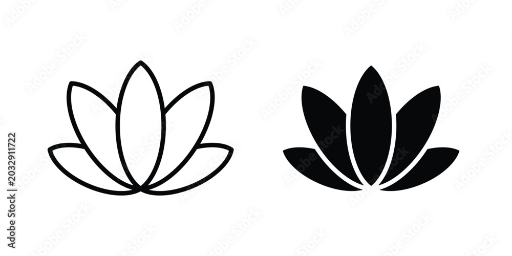 Fototapeta premium Lotus icon symbol set in black and white. EPS10