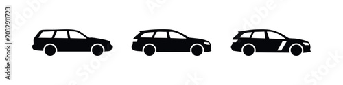 Fotografie Station Wagon Car Vehicle Icons Set