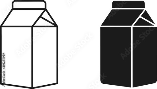 Konstfotografi Milk carton icon outline and solid fill on white background simple beverage pack