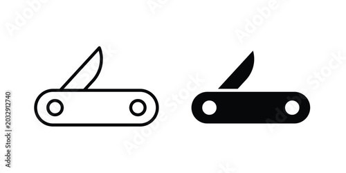 Foto Pocket knife icon symbol set in black and white. EPS10