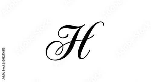 Elegant black letter h design on white background for graphic use