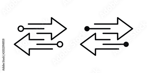 Photos Transfer arrows icon symbol set in black and white. EPS10