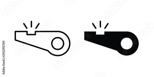 Photos Whistle icon symbol set in black and white. EPS10