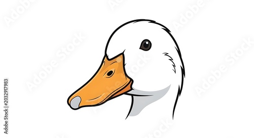 Cute cartoon seagull with orange beak isolated.