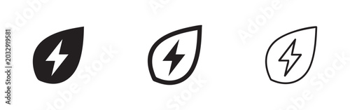 Bild auf Leinwand Icon set of a leaf with a lightning bolt, symbolizing green energy or environmen