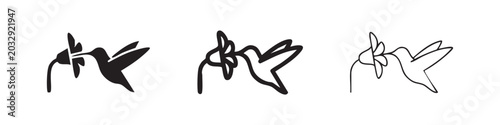 Canvas Print Hummingbird icon, silhouette and outline