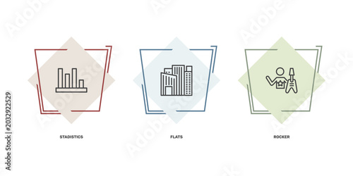 Foto social media marketing icon set with stadistics, flats, rocker signs in flat out
