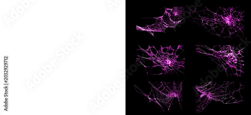 Photos Vibrant purple glowing cobwebs casting an enchanting spell on dark background perfect for mystical and magical themes