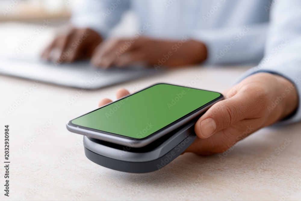 Fototapeta premium Digital wallet payment concept with smartphone and NFC technology