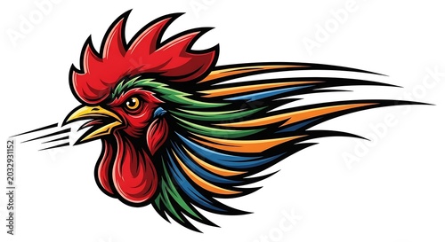 Vibrant tropical parrot with colorful plumage and beak.