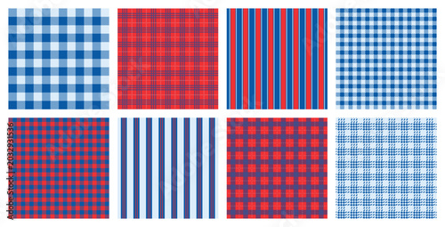 Canvastavla Seamless red and blue plaid pattern pack featuring bold tartan textures, striped