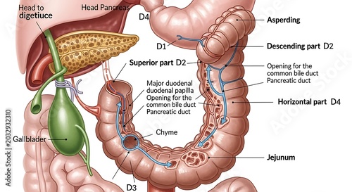 Human digestive system anatomy labeled diagram.