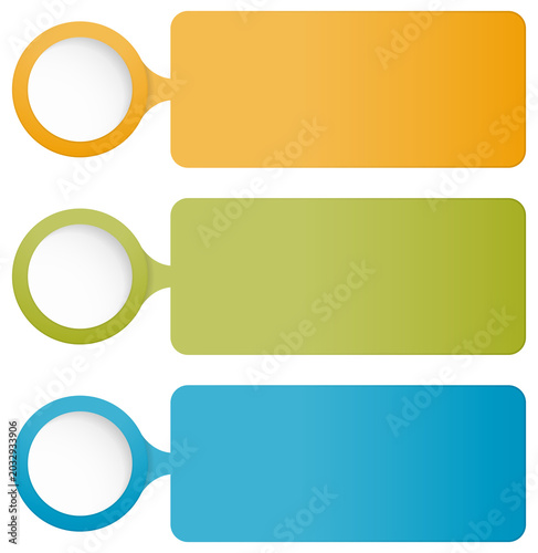 Modern step by step infographic template with three elements with icons and text blocks