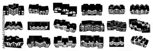 Tableau sur toile Residential apartment buildings and housing blocks shown from elevated perspecti