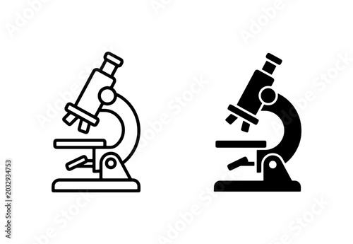 Fotografie Microscope Icons, Scientific Research Tools, Laboratory Equipment, Magnification