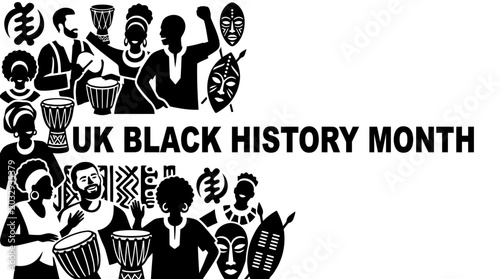 Bild auf Leinwand Black History Month celebration graphic with cultural symbols and figures
