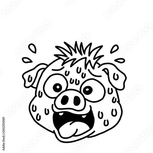 Foto Sweating and panicked boar or pig character cartoon expression vector illustrati
