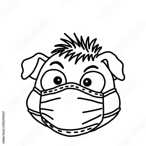 Obraz na plátně Cute boar or pig character cartoon wearing a medical face mask vector illustrati