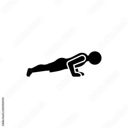 Push up exercise fitness icon vector isolated white background