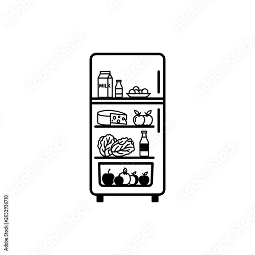 Refrigerator food storage icon vector isolated white background