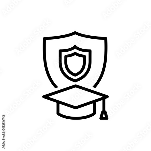 School Safety Icon Education Security Outline Illustration