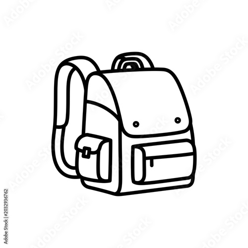 School Bag Icon Education Backpack Outline Illustration