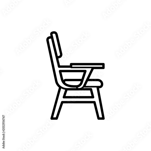 School Chair Icon Classroom Furniture Outline Illustration