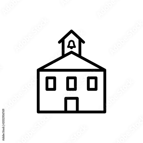 School Building Icon Education Institution Outline Illustration