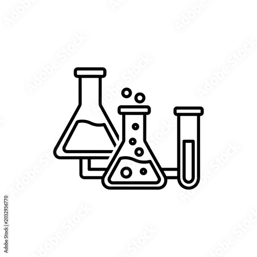Science Lab Icon Chemistry Experiment Outline Illustration