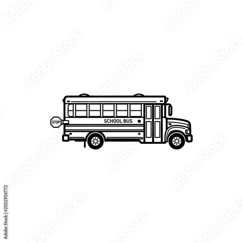 School Bus Icon Student Transport Outline Illustration
