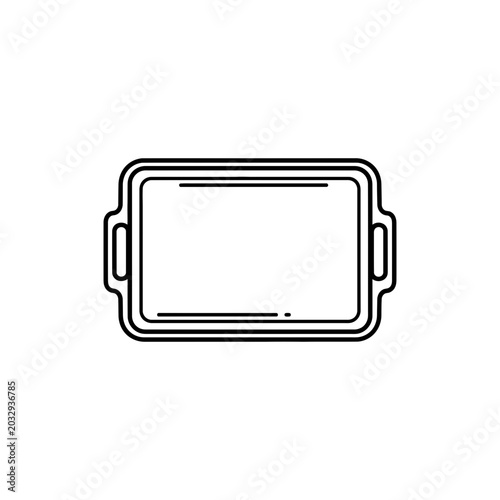 Serving Tray Icon Black Outline Vector Illustration Isolated
