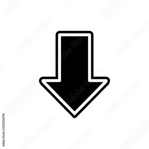Shopping Discount Arrow Down Icon Black Outline Vector Illustration