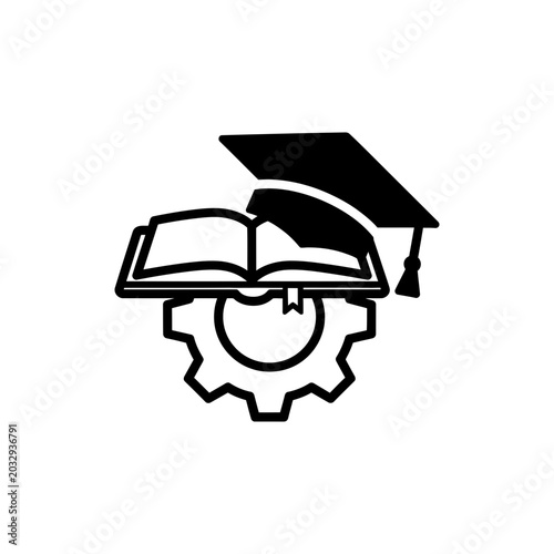 Education Settings Icon Black Outline Vector Illustration