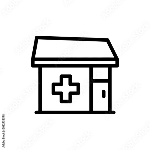 Pharmacy Store Icon Vector Illustration Medical Shop Front Symbol