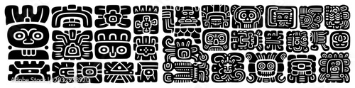 Obraz na płótnie Mayan hieroglyphs and ancient Mesoamerican tribal symbols pattern vector illustr