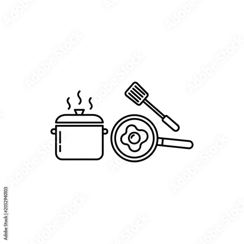Home cooking icon vector illustration kitchen outline style isolated