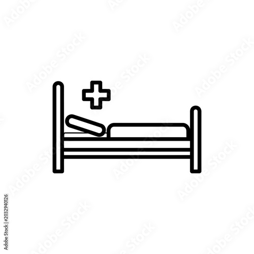 Hospital bed icon vector illustration medical outline style isolated