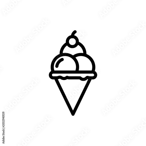 Ice Cream Cone Black Solid Outline Vector Icon Design
