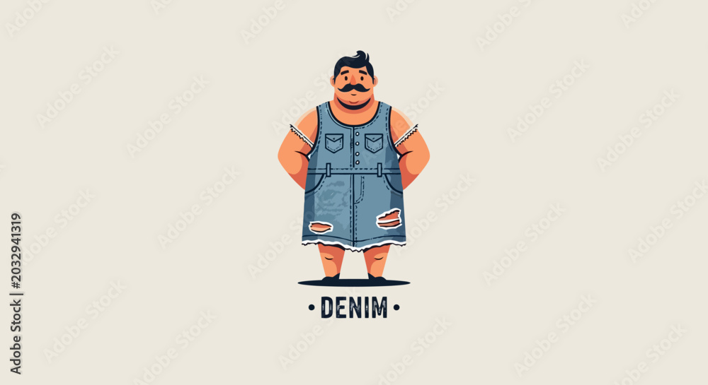 Fototapeta premium Pixel art man with mustache wearing denim dress