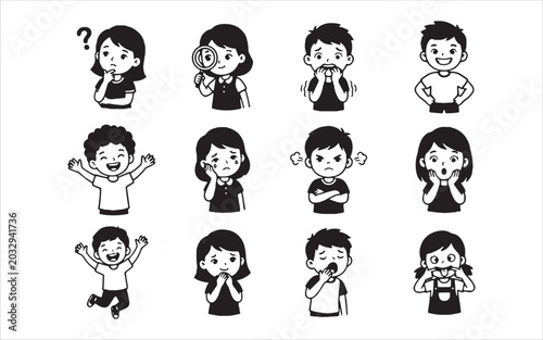 Children Emotions Editable Vector 