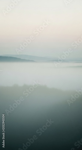 Abstract Coastal Landscape with Soft Hues and Blurred Horizon.